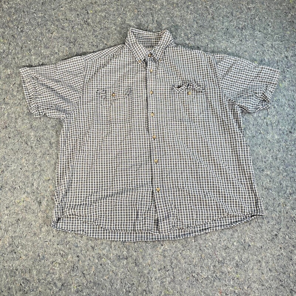 Carhartt‎ Shirt Men's XXL 2XL Blue Grey Plaid Lightweight S/S Woven Hike Work